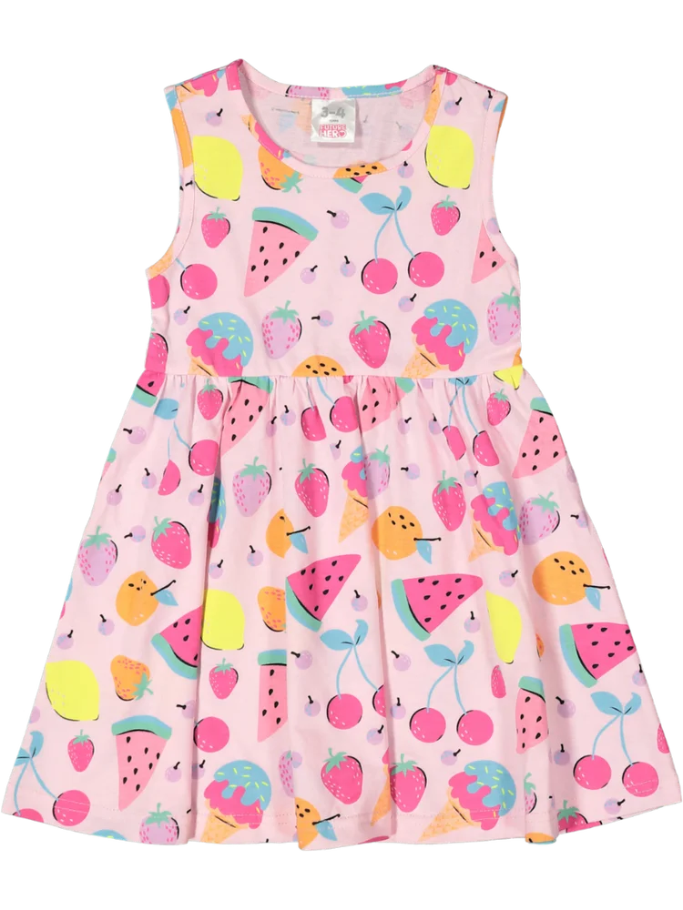 Pink Sleeveless Print Dress