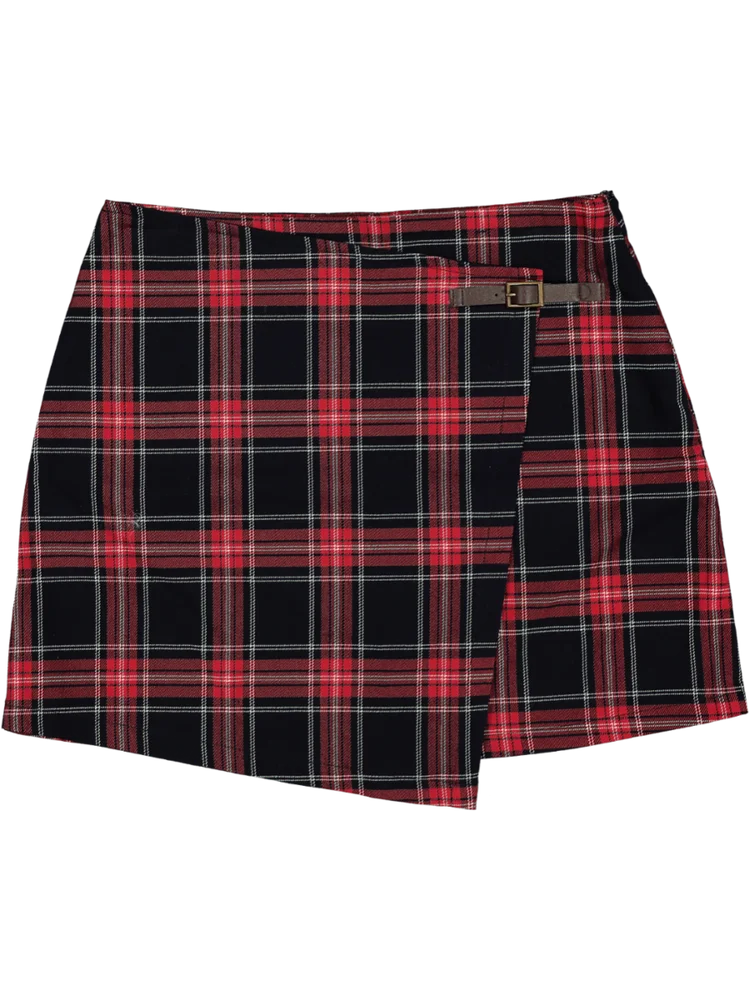 Check Wrap Skirt