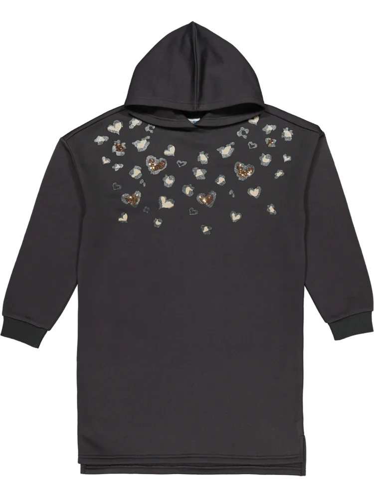 Heart Printed Hoodie Dress