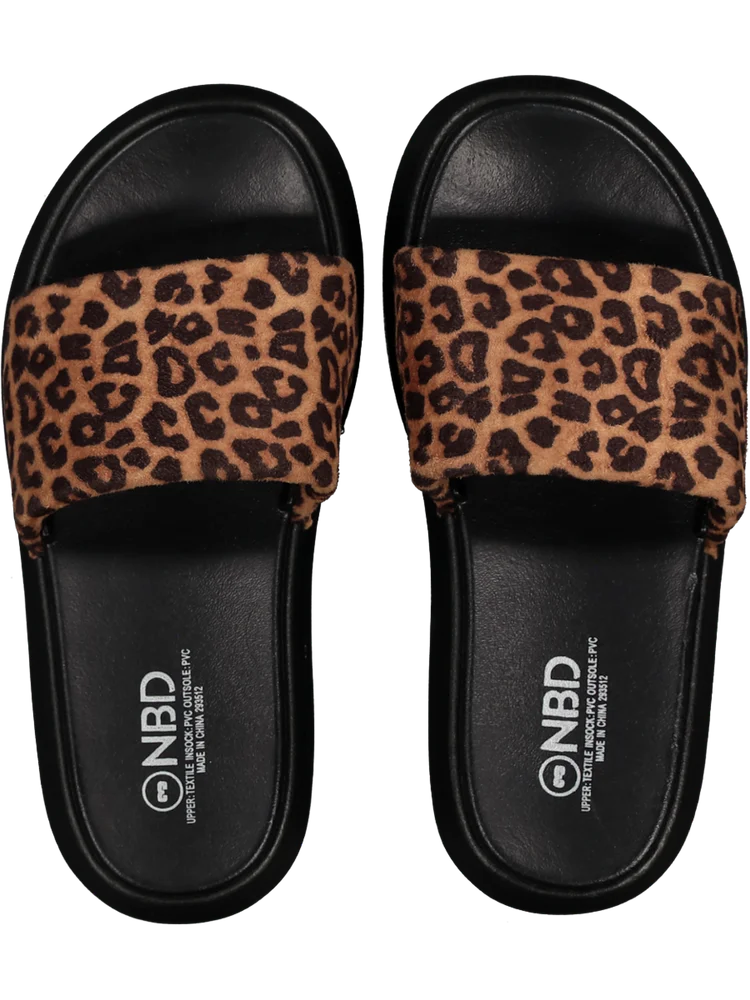 Black Animal Print Slider Sandals