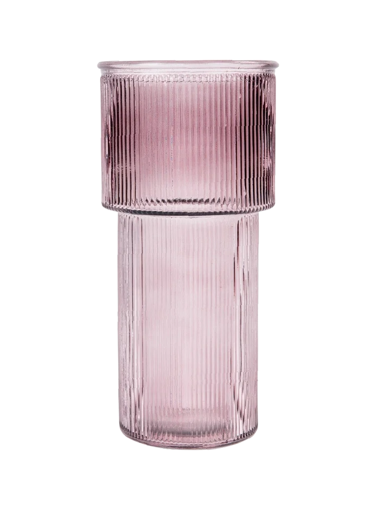 Pink Ribbed Vase 12x24cm