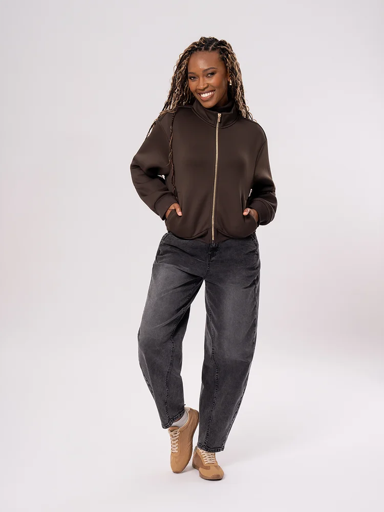 Buy Dark Brown Zip Through Sweatshirt - Activewear | PEP