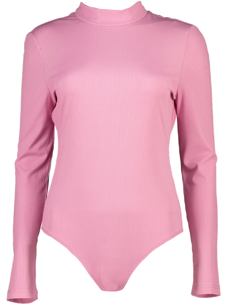 Pink Ribbed Bodysuit