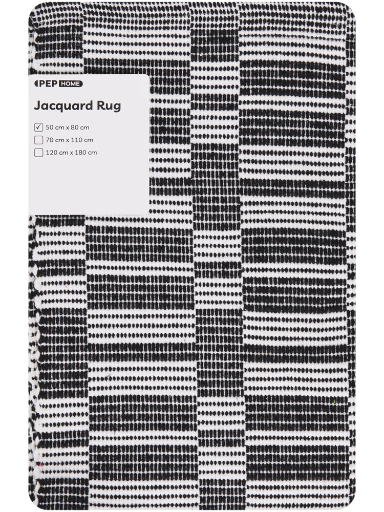 Small Cream And Black Jacquard Rug