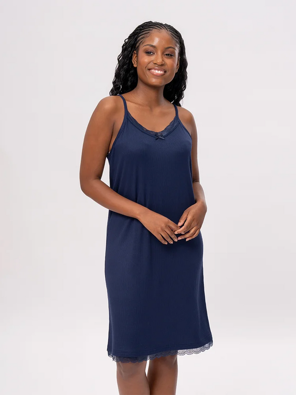 Blue Ribbed Night Dress – PEP Online