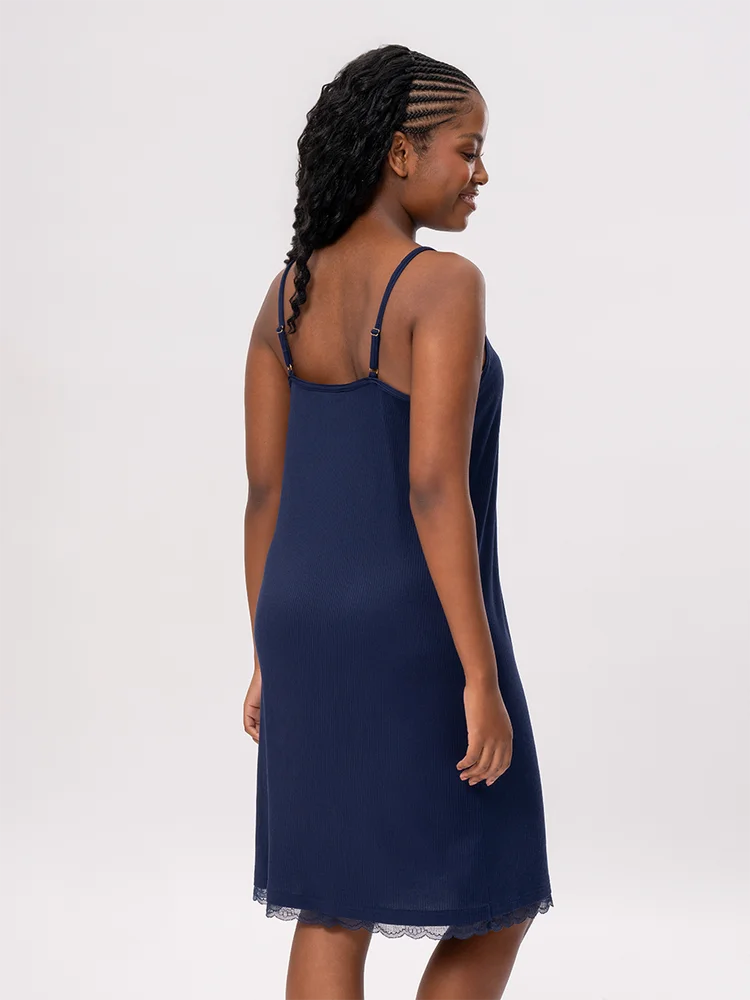 Blue Ribbed Night Dress – PEP Online