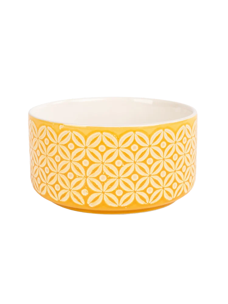Printed Yellow Bowl 14x8cm