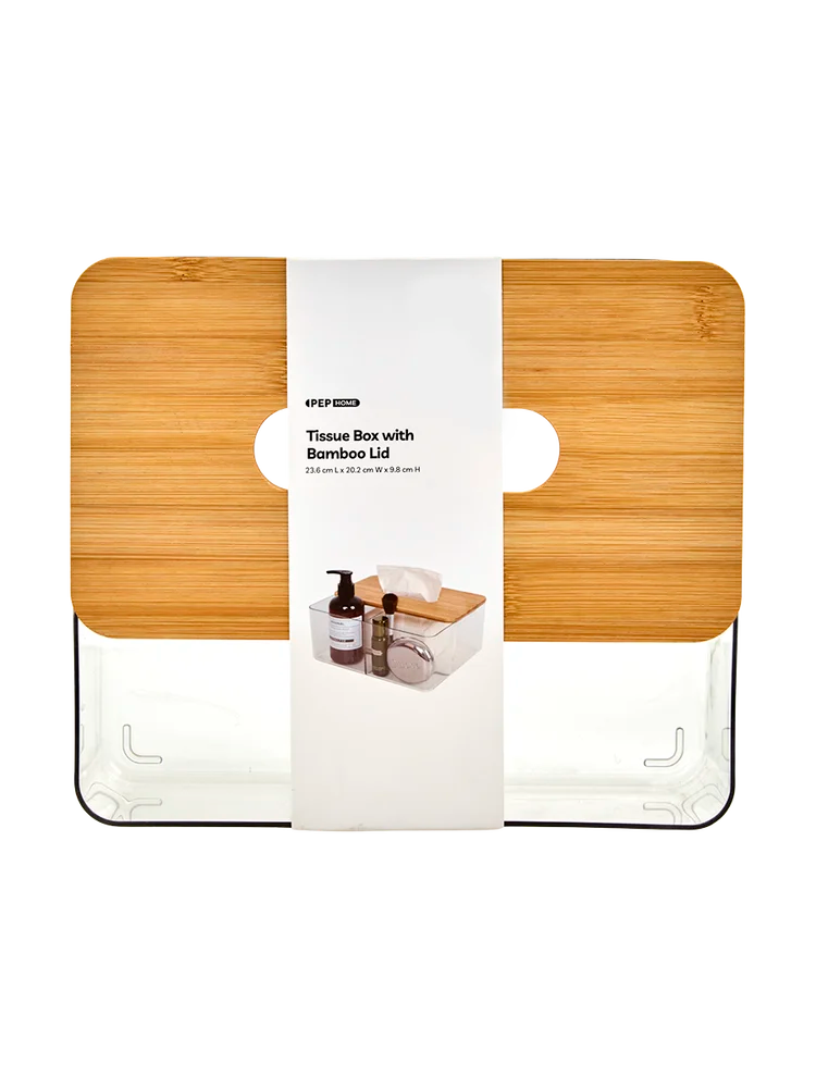 Buy Clear Tissue Box With Bamboo Lid - Storage | PEP