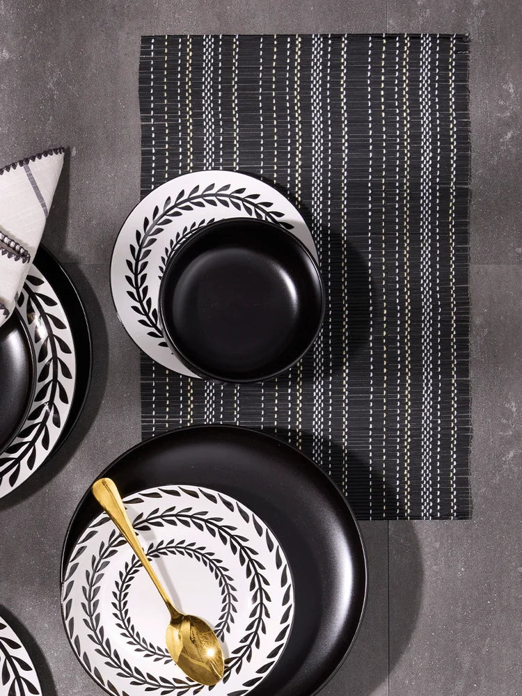 Black 4 Pack Bamboo Placemat