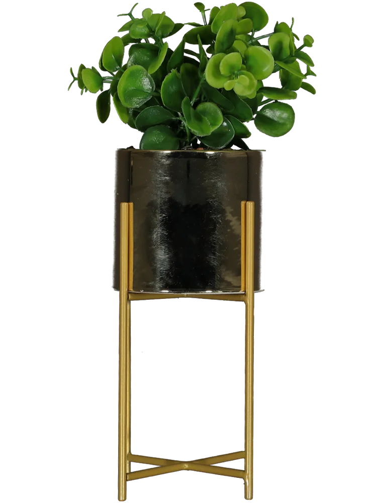 Faux Plant On Gold Pot