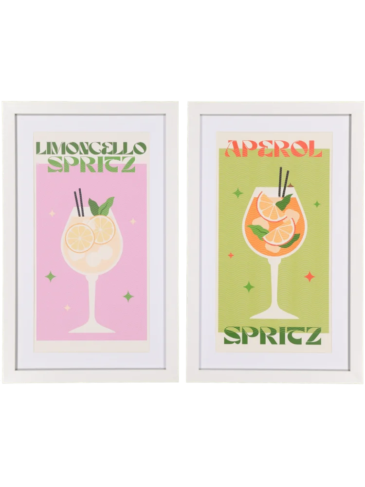 2 Pack Vibrant Cocktail Art Frames