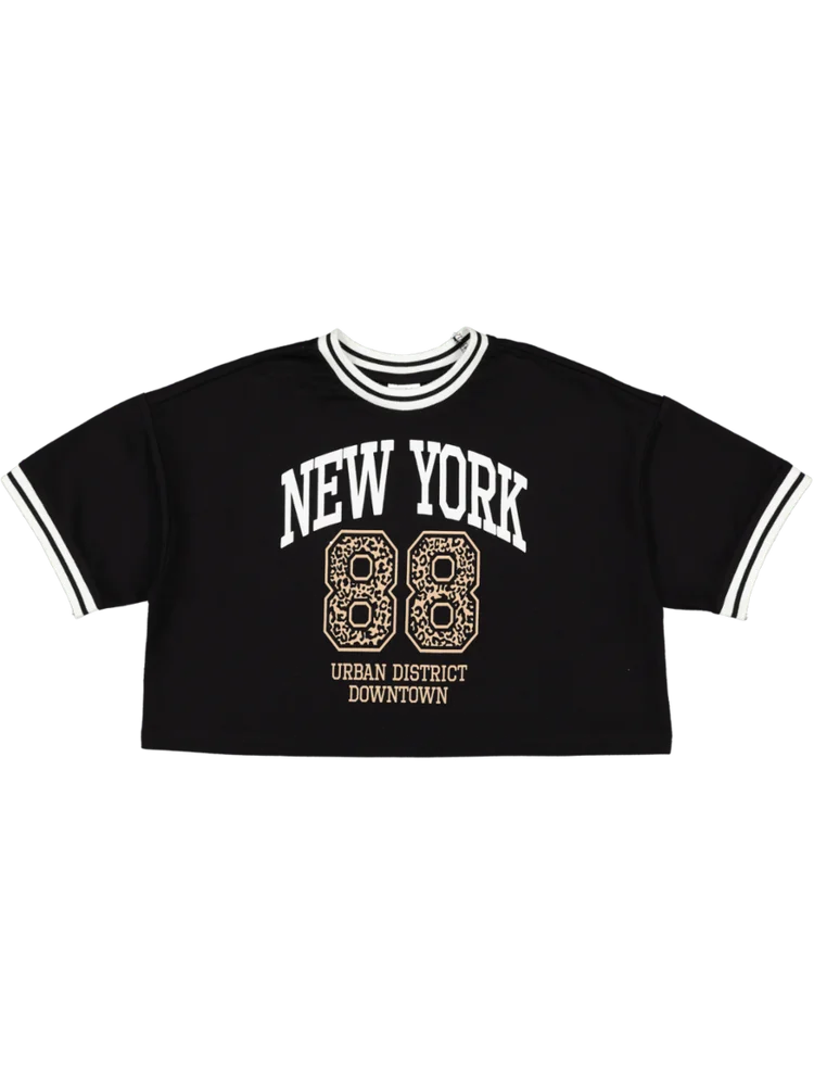 Black Printed Crop Top