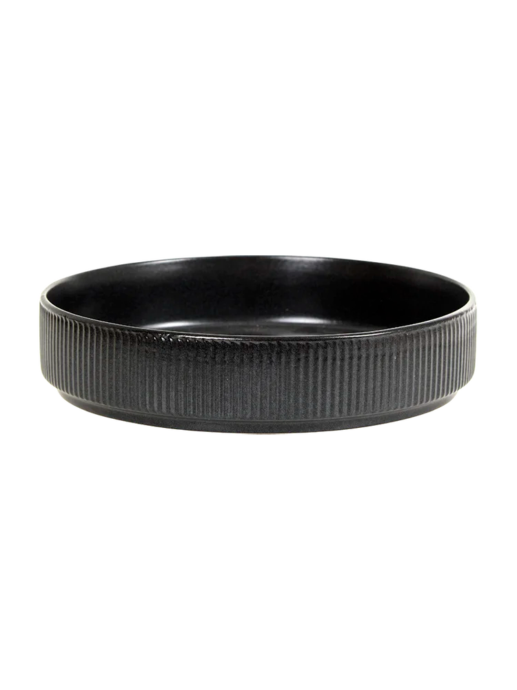 Buy 19xH4Cm Modern Ribbed Black Serving Bowl - Dinnerware | PEP
