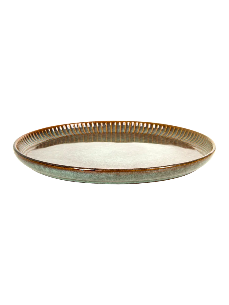 Buy 22Cm Textured Round Ceramic Dinner Plate - | PEP