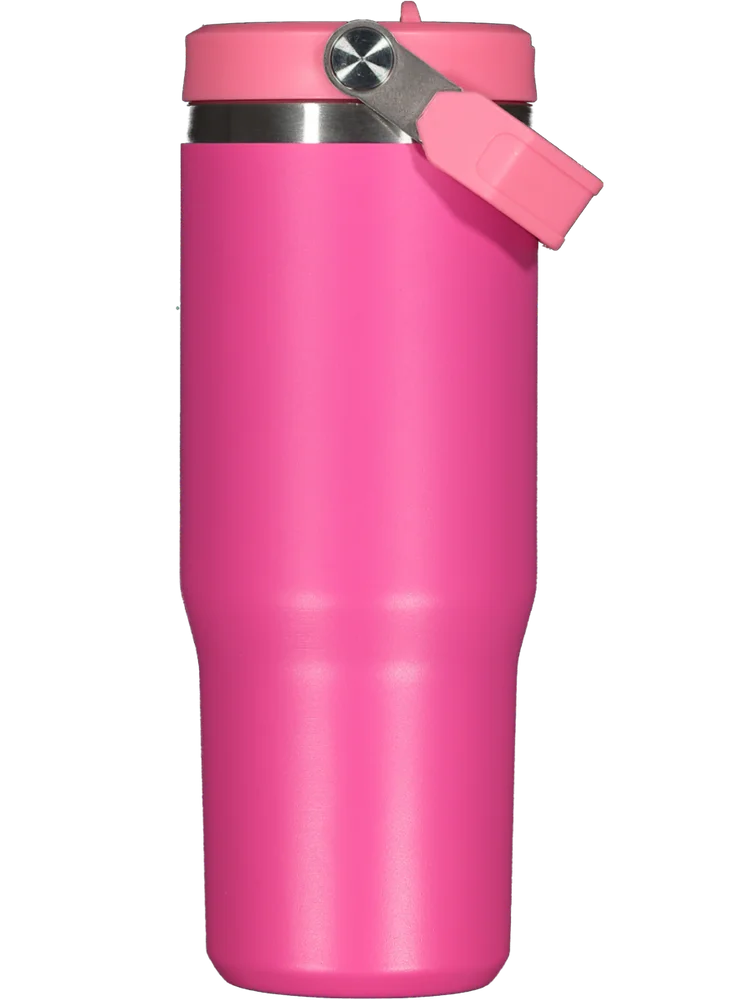 Pink Stainless Steel Bottle With Flip Straw 890ml (1)