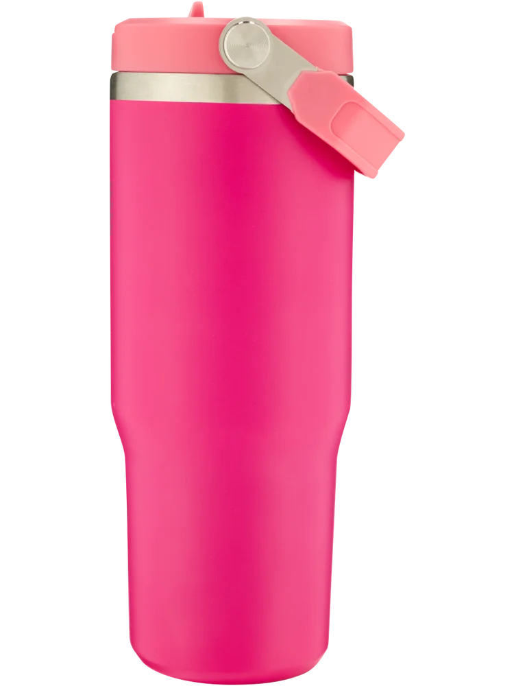 Lilac Stainless Steel Bottle With Flip Straw 890ml (1)