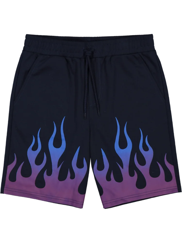 Navy Graphic Knit Shorts