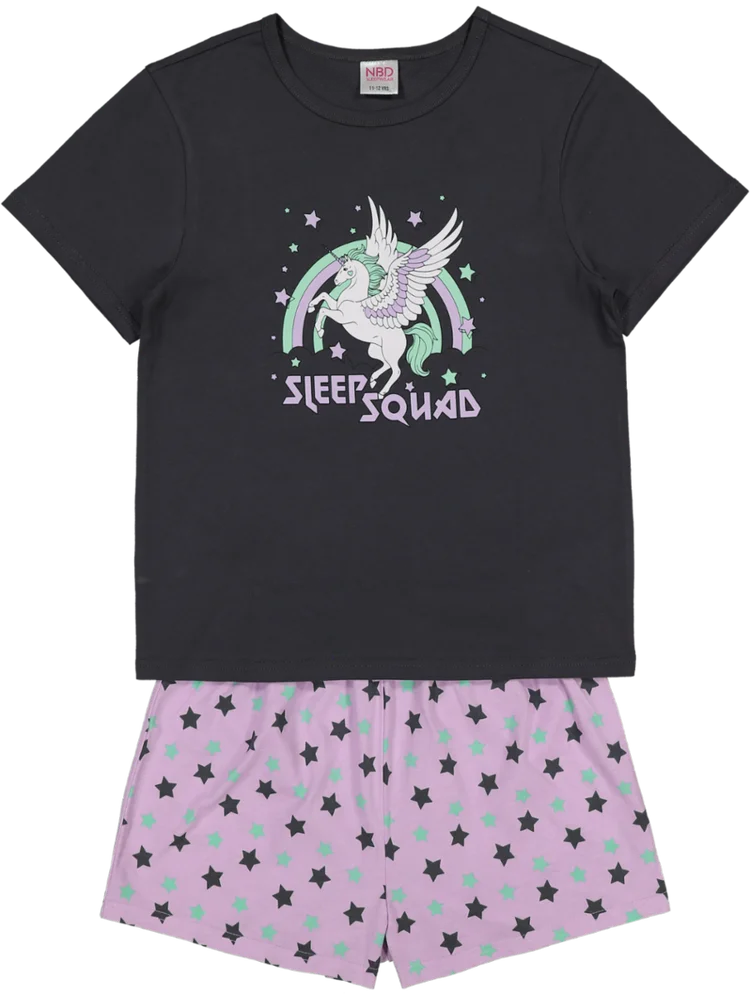 Black Unicorn Short Sleeve Pyjama Set