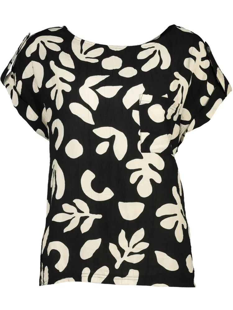 Black And White Woven Blouse