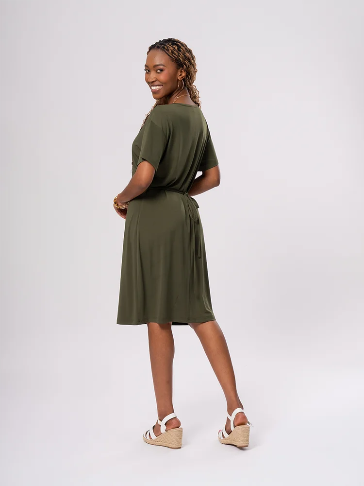 emerald green criss cross back frill hem shift dress G By GUESS Beyonca Blue Floral Open Lace Up Mini Size Small NWT color::Slate Green main image 1