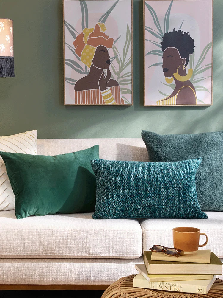 Green Textured Scatter Cushion 40x60cm