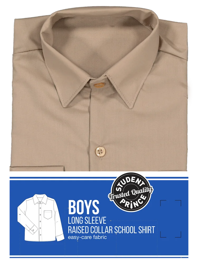 Long Sleeve Khaki Primary Raised Collar Shirt
