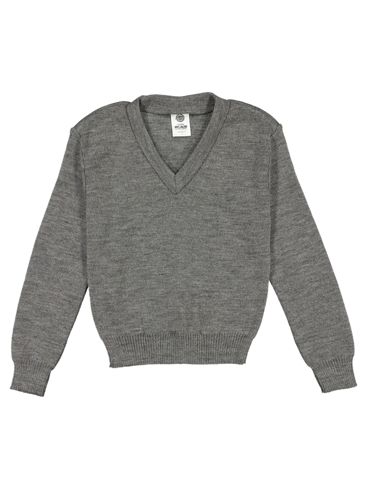 School Jersey V-Neck Grey