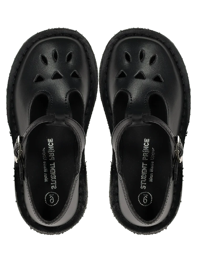 Younger Girls Synthetic Stitchdown School Shoe (2)