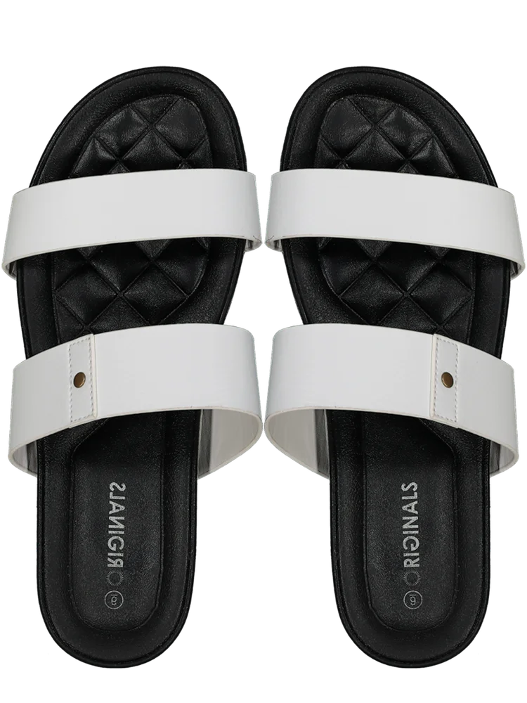 White Comfort Mule Sandals