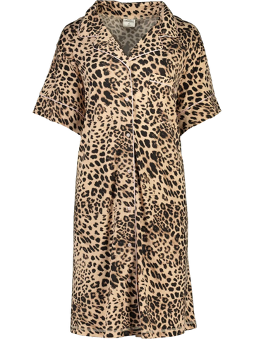 Leopard Print Button Sleep Shirt