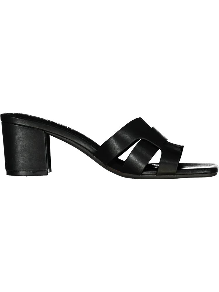 Black Faux Leather Heel