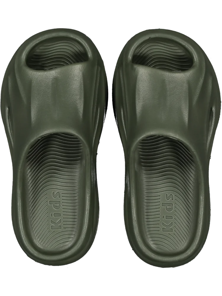 Green Moulded Slider Sandals