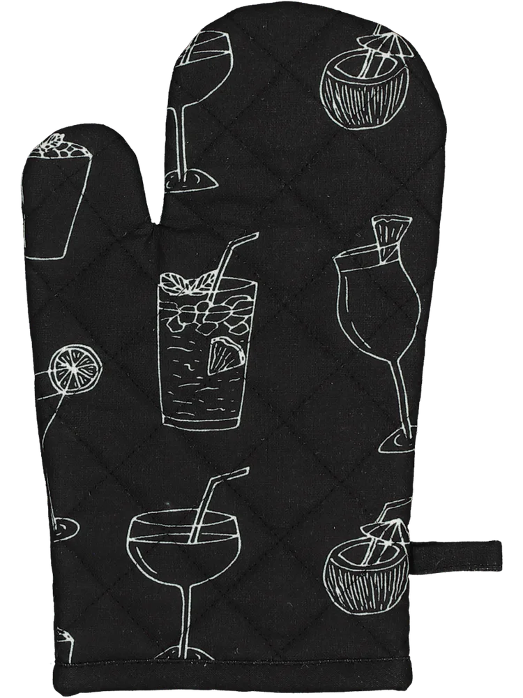 Black Printed Oven Gloves