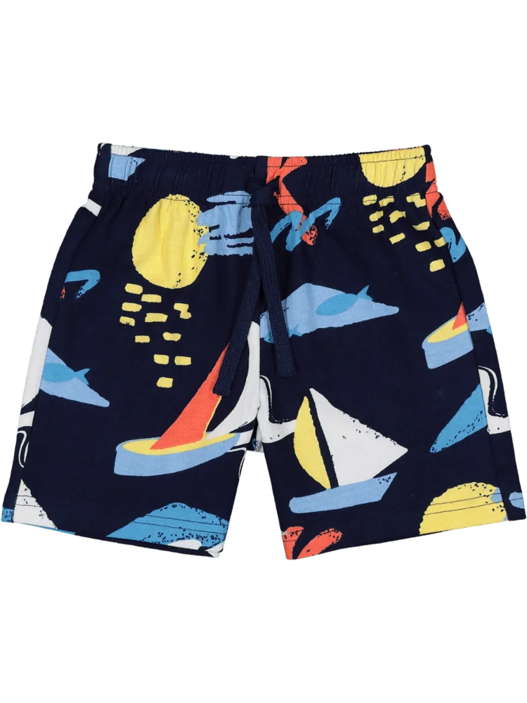 Navy Graphic Knit Shorts