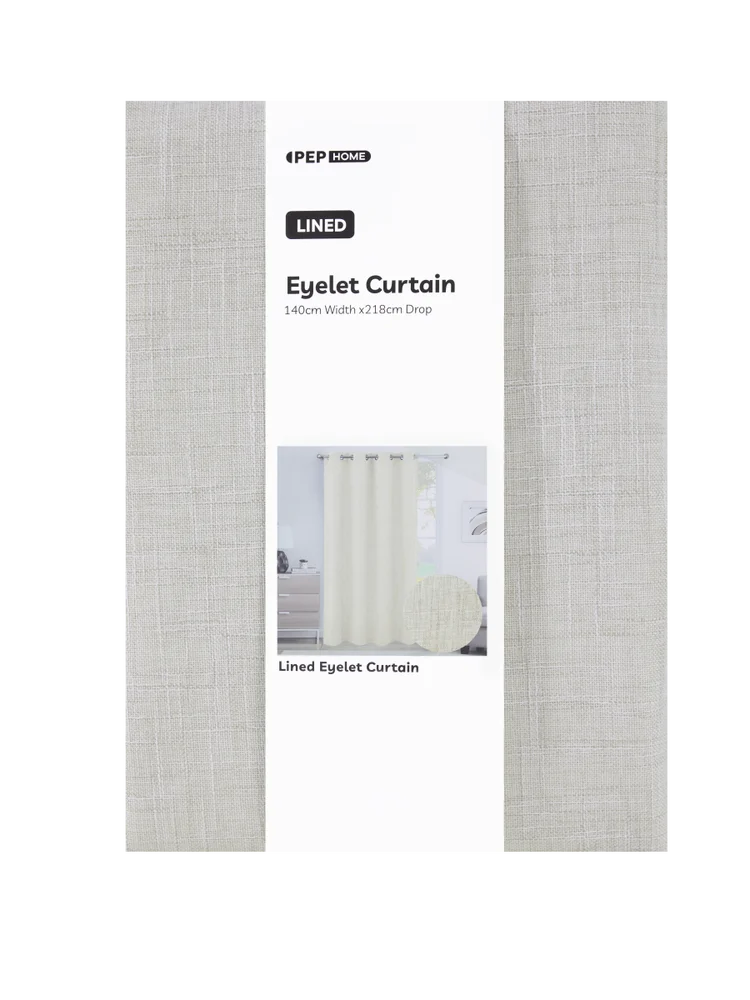 Natural Lined Eyelet Curtain (1)