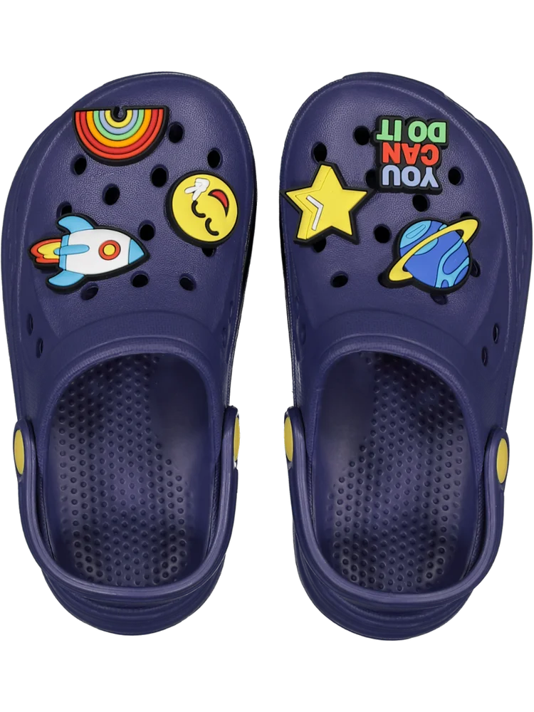 Navy Moulded Sandals With Charms