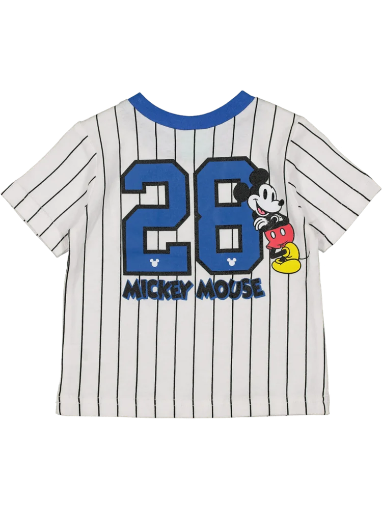 White Stripe Mickey Mouse T-Shirt