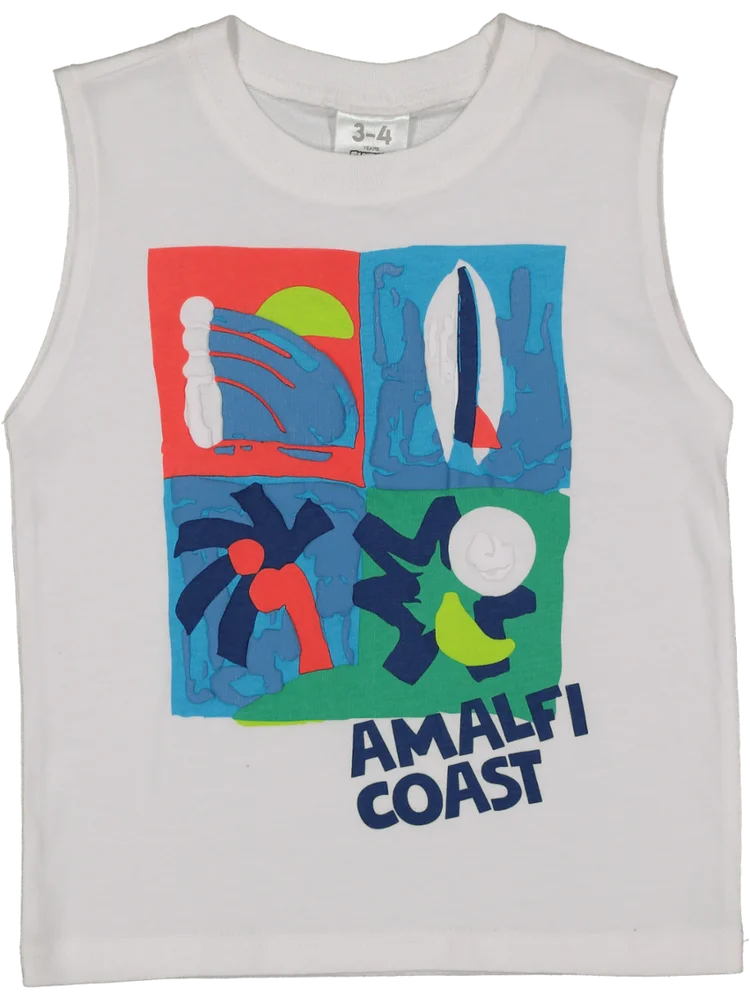 White Surfing Print Tank