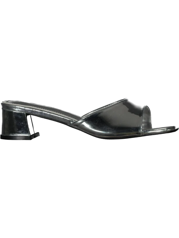 Silver Shiny Mule Heel