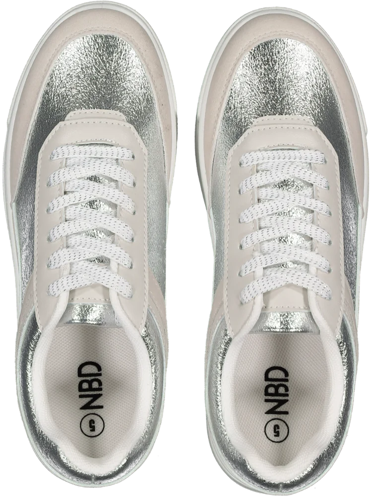 White Shiny Trims Low Top Sneakers (2)