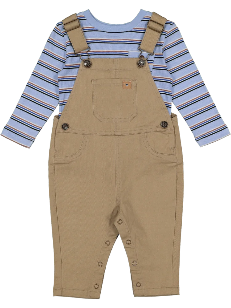 Strip Light Top And Dungaree Set
