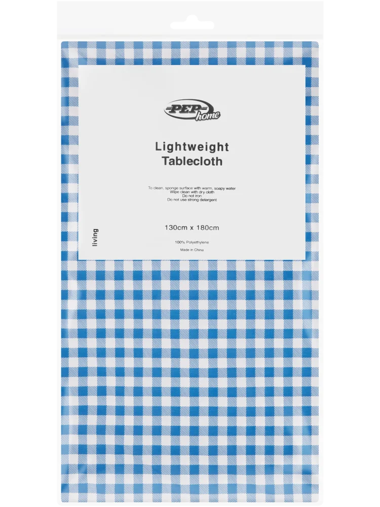 Lightweight Blue Check Tablecloth