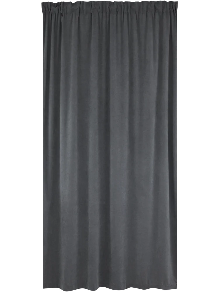Charcoal Faux Velvet Unlined Curtain