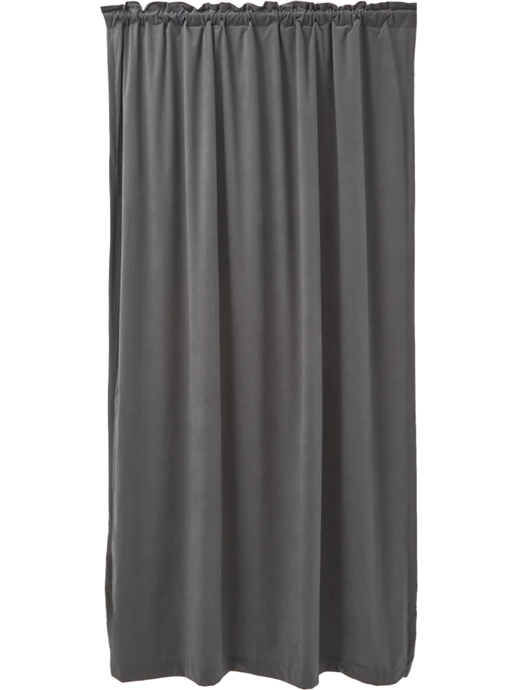 Charcoal Faux Velvet Unlined Curtain