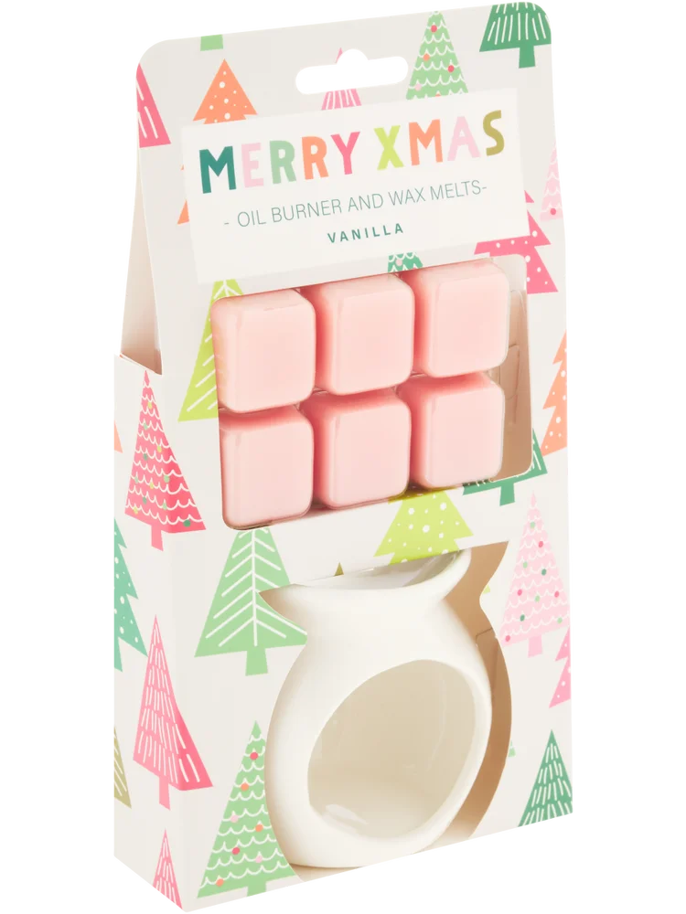 Merry Christmas Oil Burner And Wax Melt Set Vanilla (1)