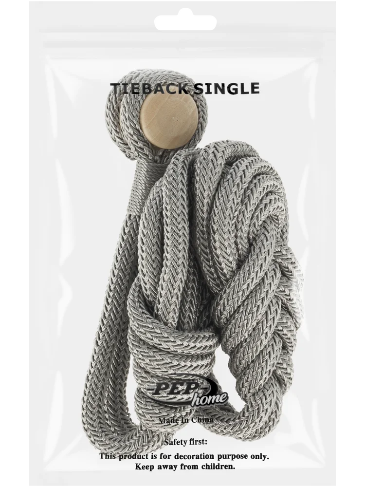 Single Silver Pleated Curtain Tieback