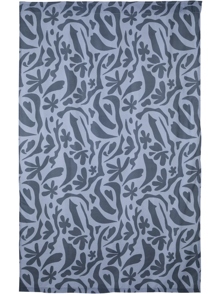 Grey Abstract Unlined Taped Microfibre Curtain