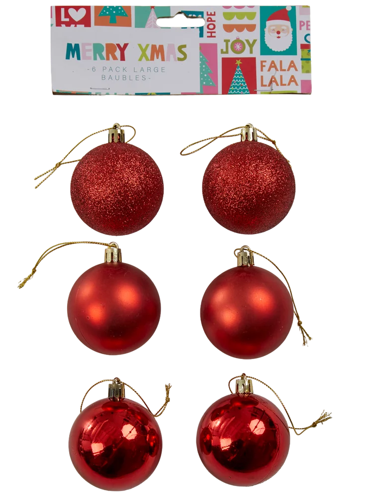 6 Pack Large Baubles