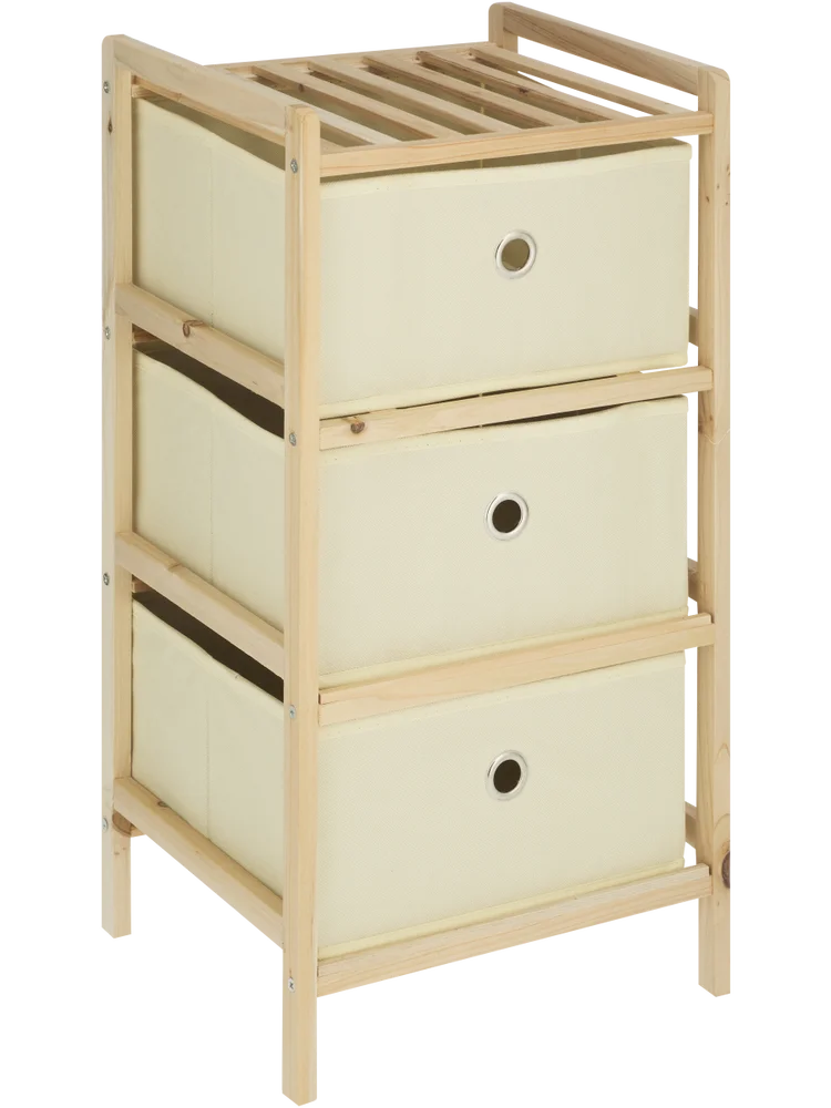 3 Tier Wood Shelf With Storage Box