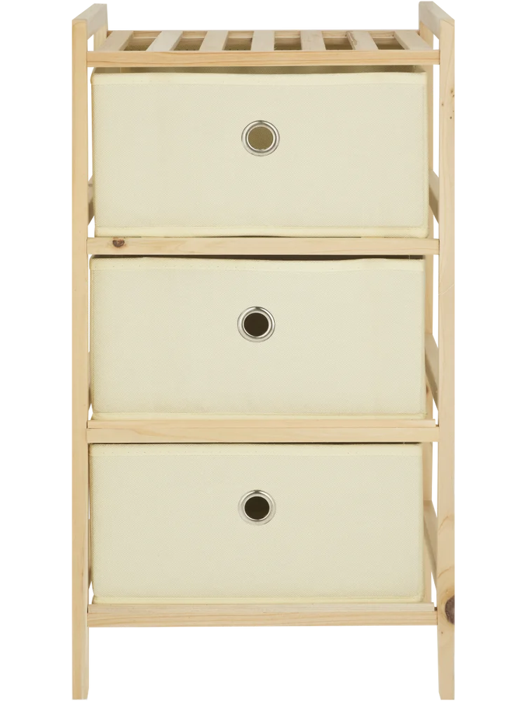 3 Tier Wood Shelf With Storage Box